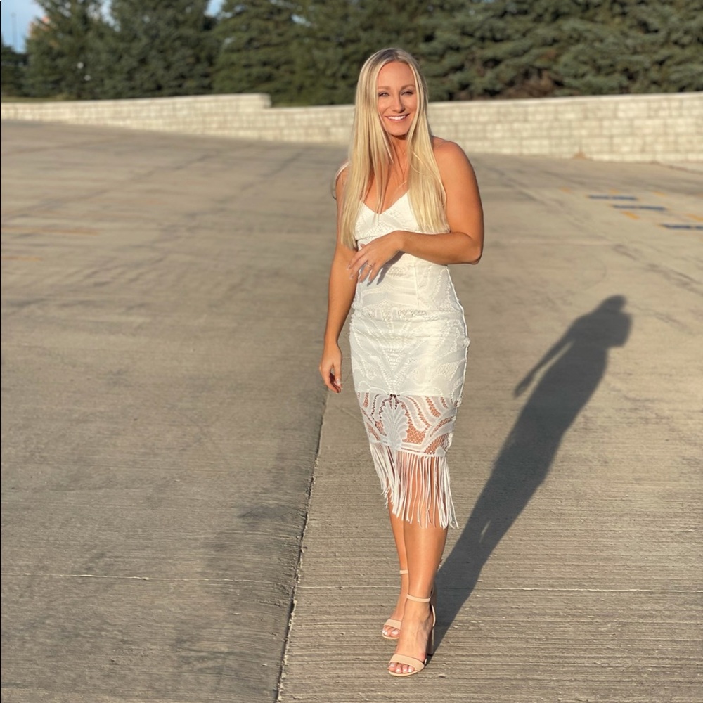 White lace dress for sale.